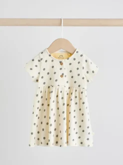 Yellow/Cream Spot/Stripe Baby Short Sleeve Dress 2 Pack (0mths-3yrs)