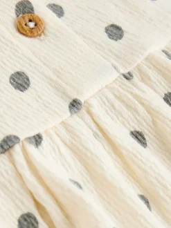 Yellow/Cream Spot/Stripe Baby Short Sleeve Dress 2 Pack (0mths-3yrs)