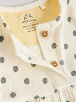 Yellow/Cream Spot/Stripe Baby Short Sleeve Dress 2 Pack (0mths-3yrs)