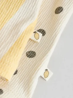 Yellow/Cream Spot/Stripe Baby Short Sleeve Dress 2 Pack (0mths-3yrs)