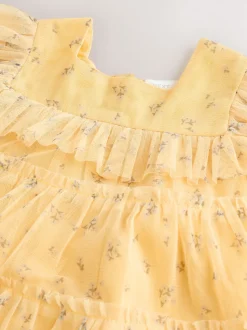 Yellow Ditsy Baby Mesh Dress (0mths-2yrs)