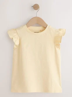 Yellow Ditsy Frill Sleeve T-Shirt 4 Pack (3-16yrs)