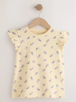 Yellow Ditsy Frill Sleeve T-Shirt 4 Pack (3-16yrs)