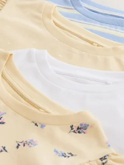 Yellow Ditsy Frill Sleeve T-Shirt 4 Pack (3-16yrs)
