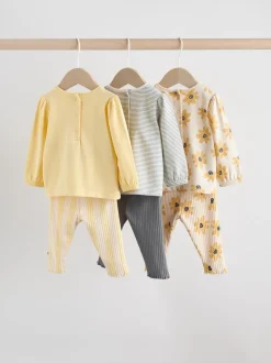 Yellow Flower/ Stripe Long Sleeve Top And Leggings Set 6 Piece (0mths-3yrs)
