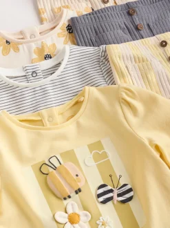 Yellow Flower/ Stripe Long Sleeve Top And Leggings Set 6 Piece (0mths-3yrs)