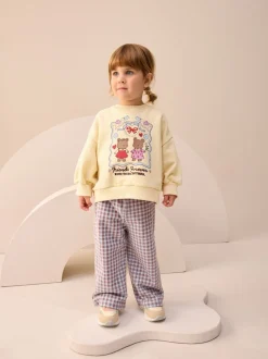 Yellow Gingham Bears Sweatshirt & Wide Leg Trousers Set (3mths-7yrs)