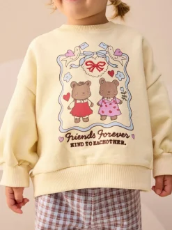 Yellow Gingham Bears Sweatshirt & Wide Leg Trousers Set (3mths-7yrs)