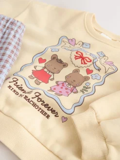 Yellow Gingham Bears Sweatshirt & Wide Leg Trousers Set (3mths-7yrs)