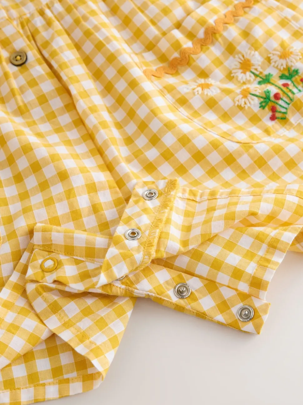 Yellow Gingham Embroidered Sleeveless Playsuit (3mths-7yrs)