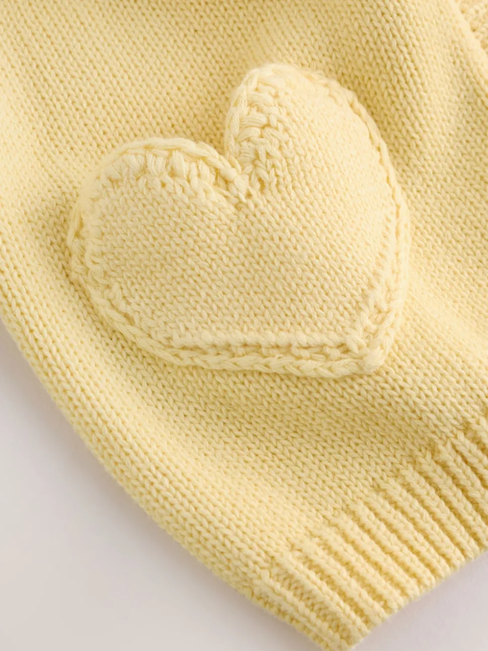 Yellow Heart Pocket Button Through Baby Cardigan (0mths-2yrs)