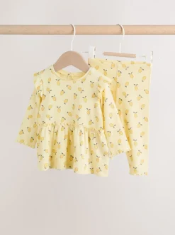 Yellow Lemon Baby Long Sleeve Frill Top And Leggings Set (0mths-2yrs)