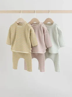 Yellow/Pink/Blue Baby Jersey Tops and Leggings Set 6 Piece (0mths-2yrs)