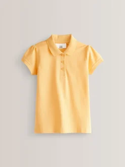 Yellow Regular Fit 2 Pack 100% Cotton Short Sleeve Polo Shirts (3-16yrs)