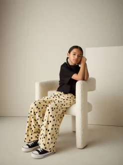 Yellow Spot Wide Leg Textured Trousers (3-16yrs)