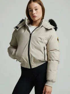 Zavetti Canada Girls Cream Arabella Hooded Bomber Jacket