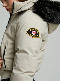 Zavetti Canada Girls Cream Arabella Hooded Bomber Jacket