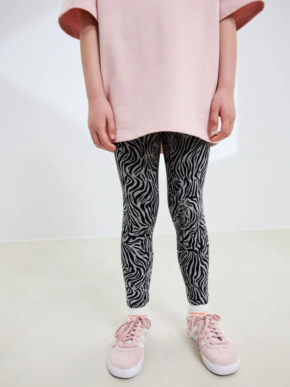 Zebra Grey Animal Print Leggings (3-16yrs)
