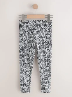 Zebra Grey Animal Print Leggings (3-16yrs)